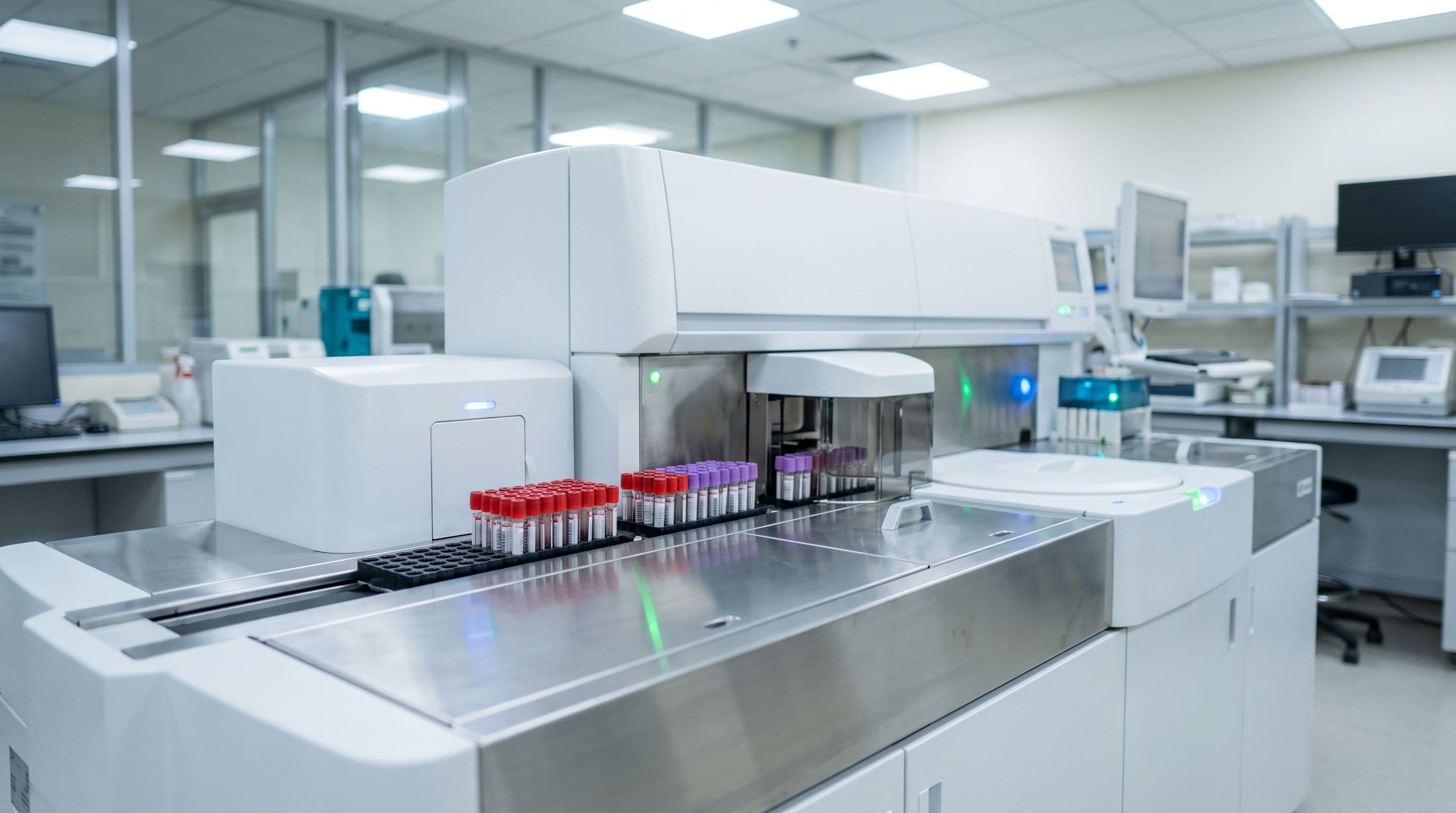 Laboratorijski analizator obrađuje uzorke krvi u bolničkoj laboratoriji